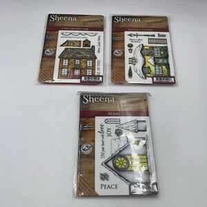 Sheena Douglass Rubber Stamp Lot of 3 Mockingbird Lane, Rejoice & Bluebell Cotta